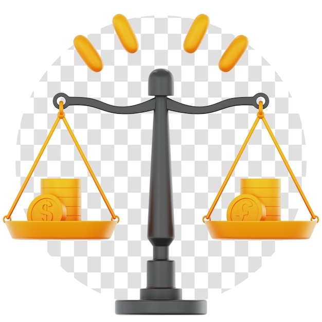 3D-rendering Financiën evenwicht 3D pictogram transparante achtergrond