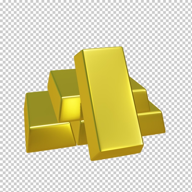 Rendering 3d multa barra d'oro isolata