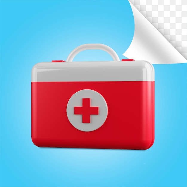 3D Rendering First aid help bag