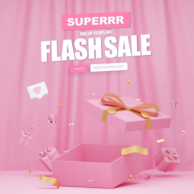 3D Rendering Flash Sale Discount Podium Background