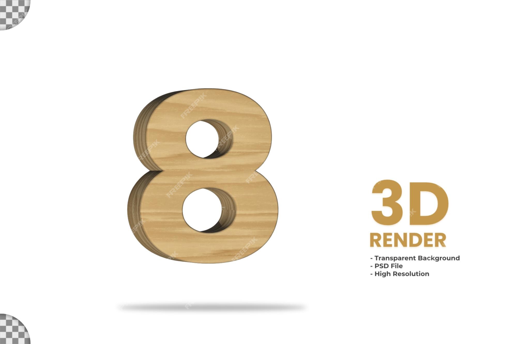 Premium PSD  3d rendering number 8 isolated