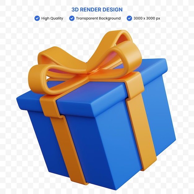 3d 렌더링 부동 파란색 선물 상자 절연
