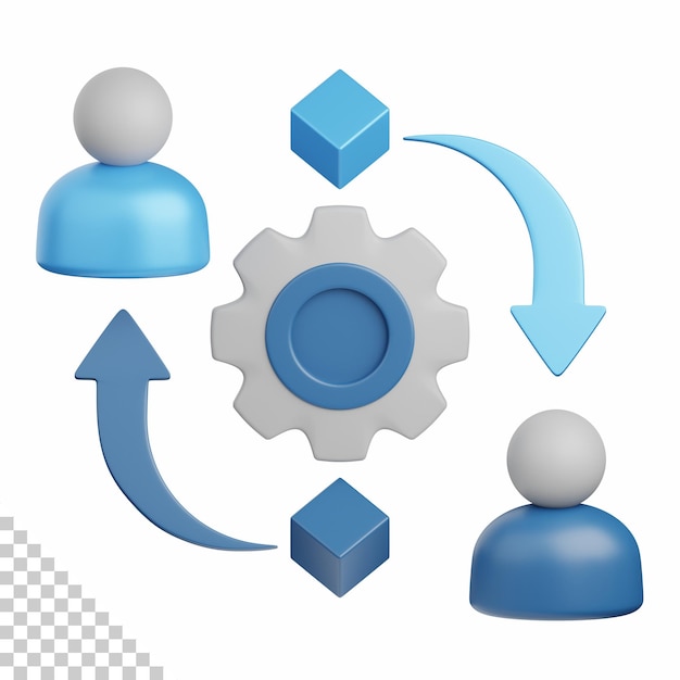 PSD 3d rendering flowchart izolowany przydatny do seo, optymalizacji stron internetowych i innych