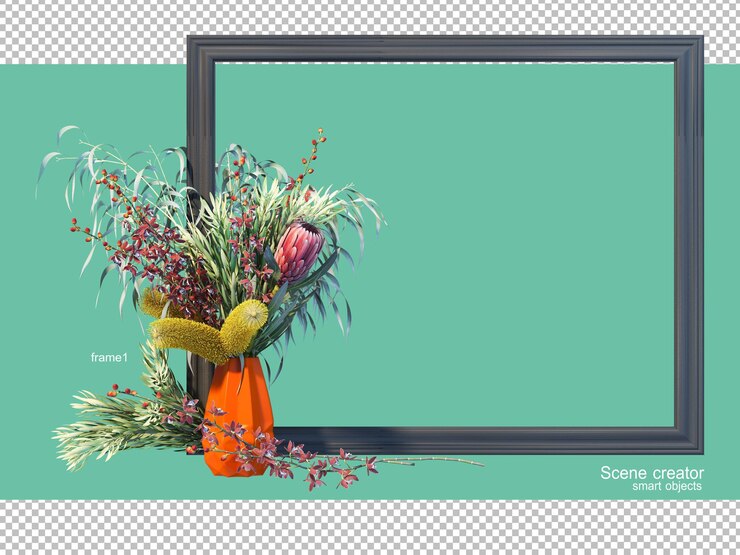 PSD 3d rendering of flower vase frame