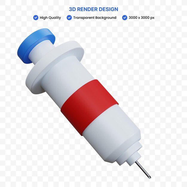 3d rendering flying syringe isolated