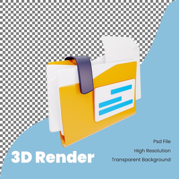 PSD 3d rendering folder full of file icon