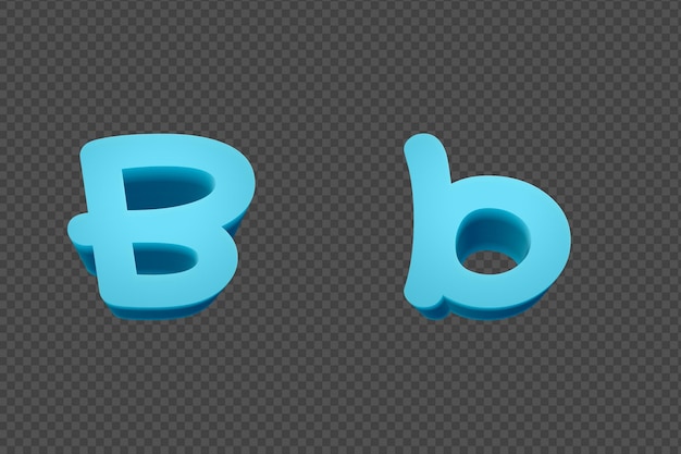 PSD 3d rendering font cartoon style lowercase and uppercase letters