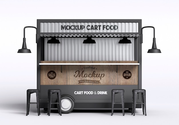 Rendering 3d del mockup del carrello alimentare