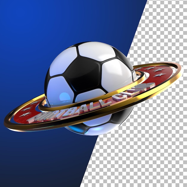 Rappresentazione 3d del concetto grafico dell'emblema di calcio di calcio