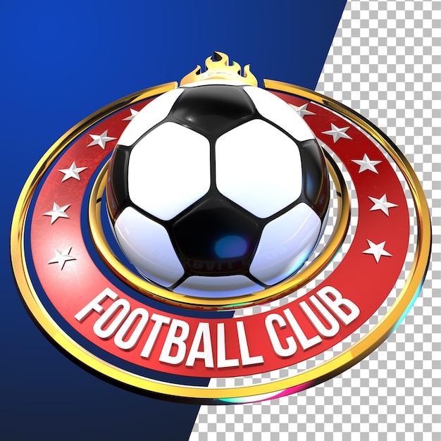 Rappresentazione 3d del concetto grafico dell'emblema di calcio di calcio