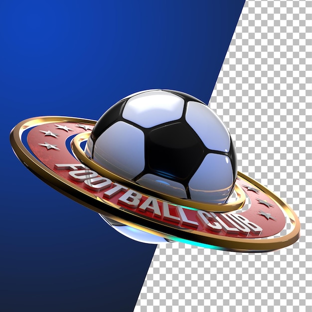 PSD 3d rendering of football soccer emblem graphic concept