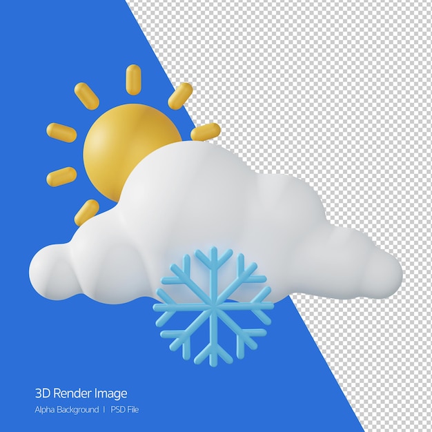 白で隔離された天気予報「FrostySunny」の3Dレンダリング。