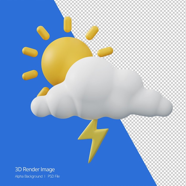 PSD rendering 3d delle previsioni meteo 'scattered thunderstrom' isolato