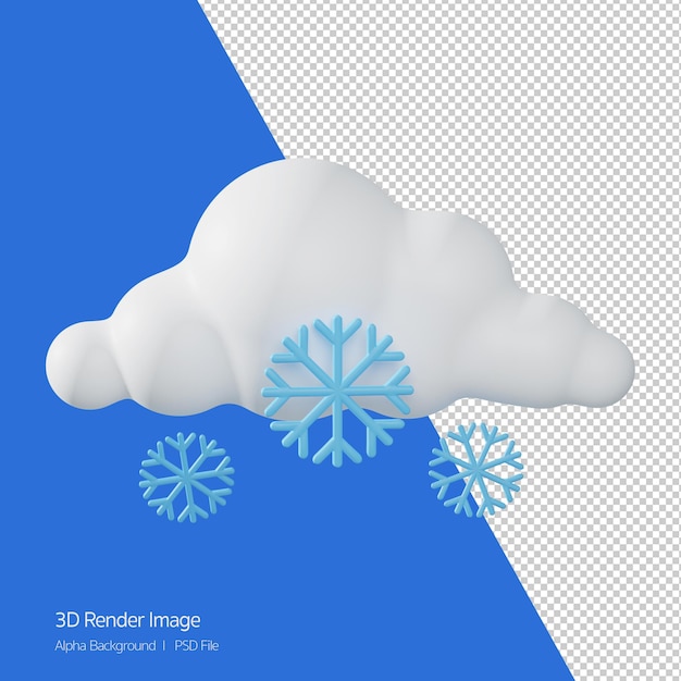 3d Rendering of forecast weather 'Snowing' isolated on white.