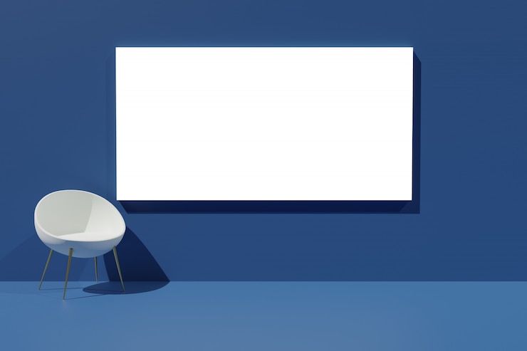 PSD 3d rendering frame display mockup for scene creator