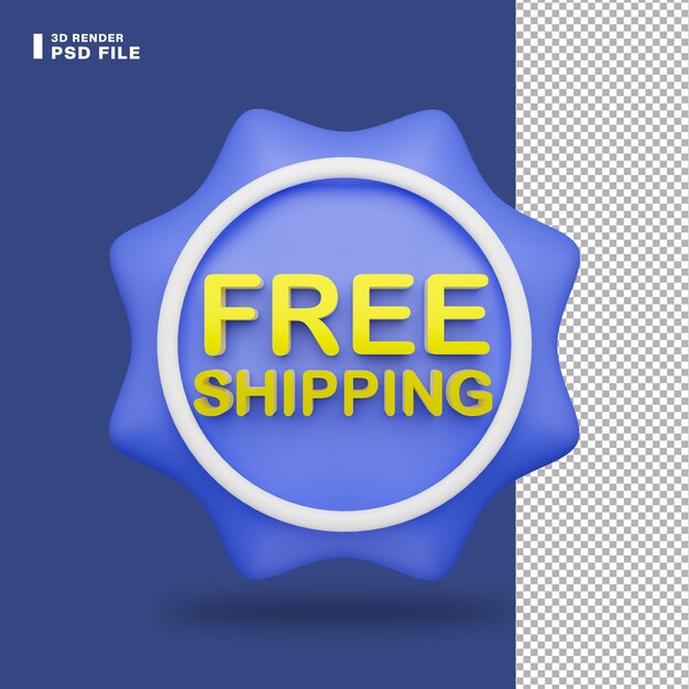 PSD 3d rendering free shipping sale label icon