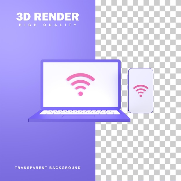 3d визуализация концепции зоны бесплатного wi-fi.