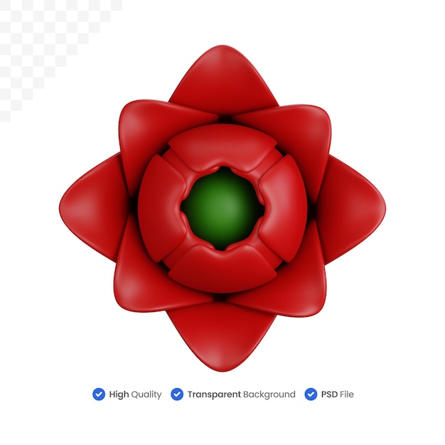 3d rendering front view of roses isolated