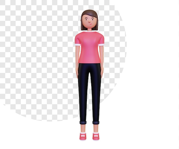 PSD rendering 3d del personaggio femminile a corpo intero