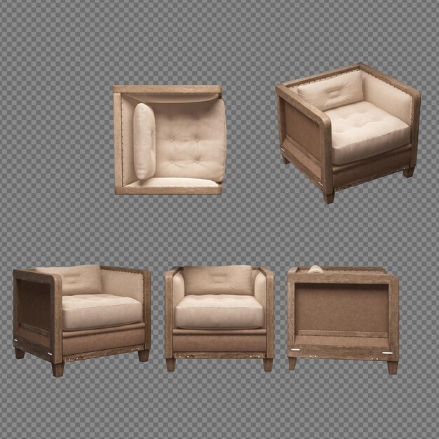 PSD 3d rendering furniture and accessory