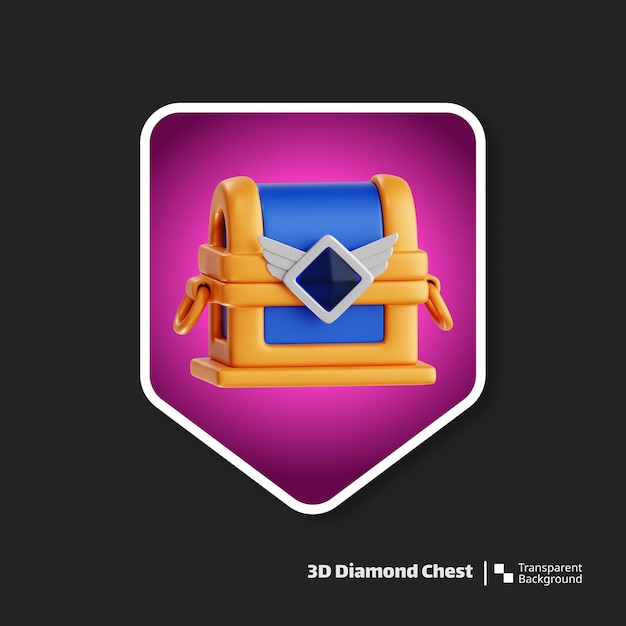 PSD 3d rendering game asset diamond chest