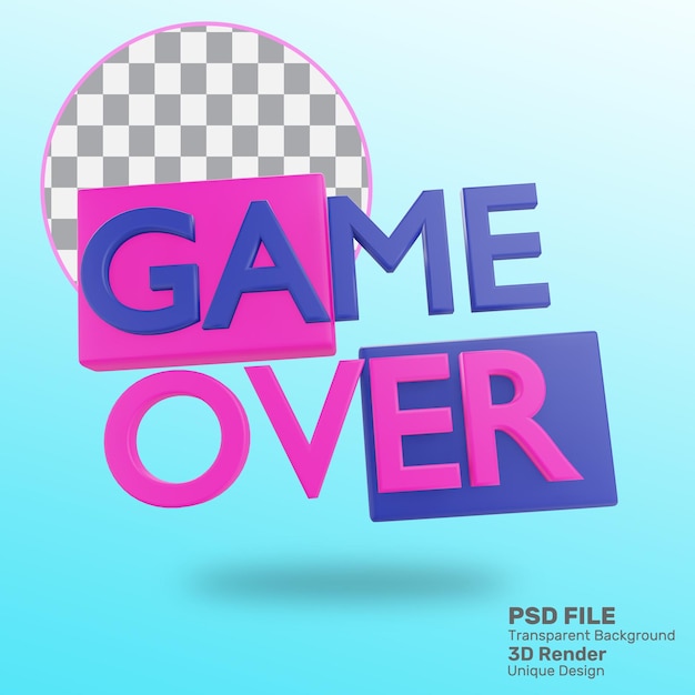 PSD 3d rendering game over icon premium psd