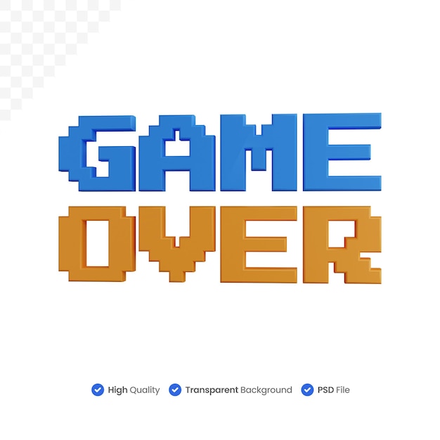 3D-rendering game over teken geïsoleerd