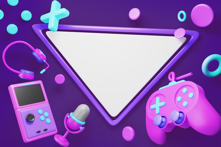 PSD 3d rendering of  gaming sales blank banner background