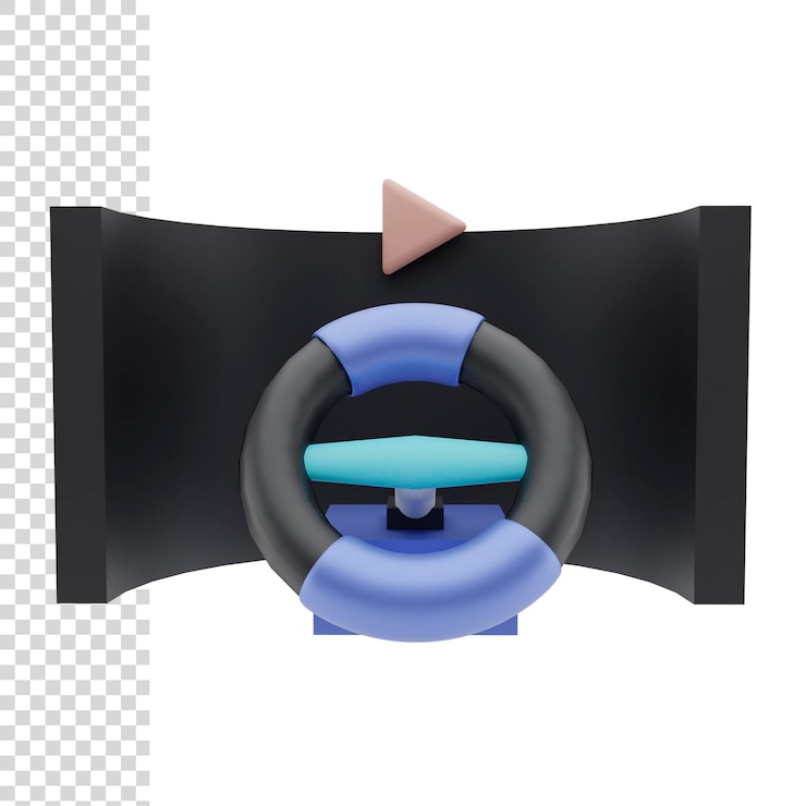 PSD 3d rendering gaming steering wheel for playing games on virtual reality