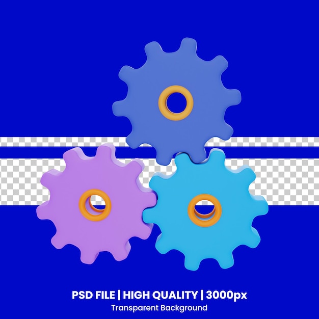 PSD 3d rendering gear icon object