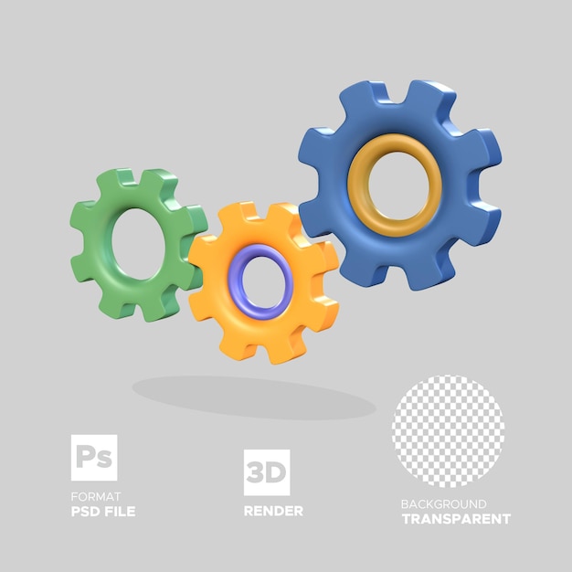 3D Rendering Gears isolated object