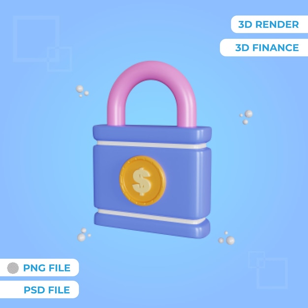 3D-rendering geld beveiligingsobject geïsoleerd premium psd