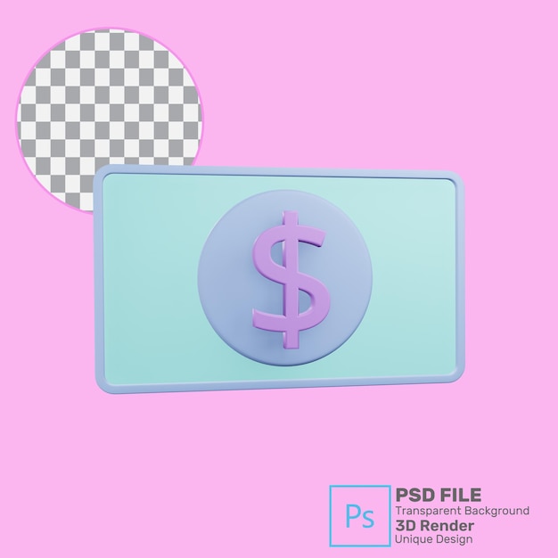 3d-rendering geld papier pictogram premium psd