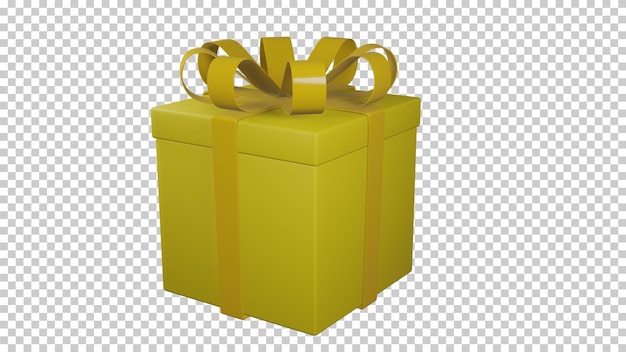 3d-rendering gele geschenkdoos geïsoleerd