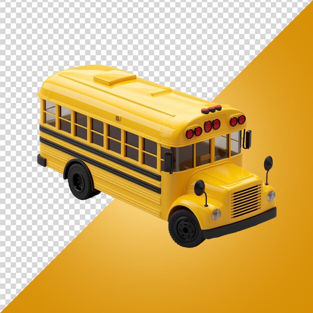 PSD 3d-rendering gele schoolbus op doorzichtige achtergrond