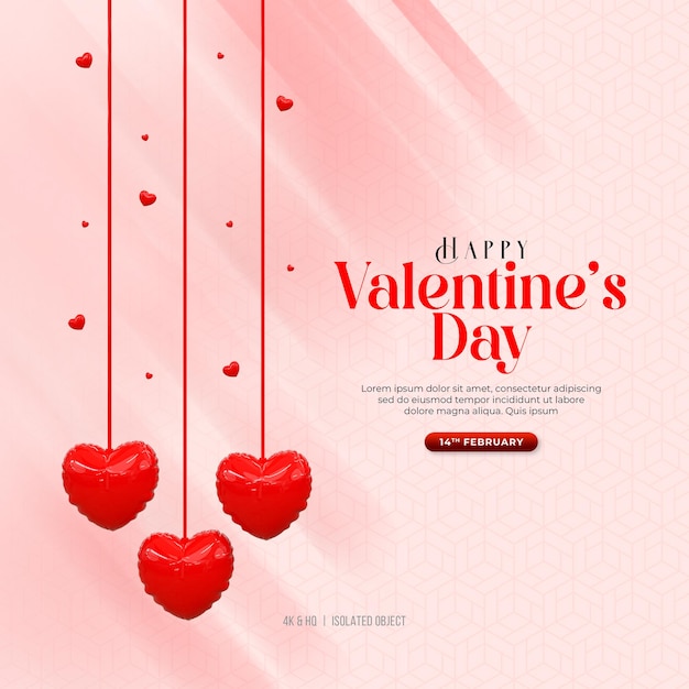 3d rendering gelukkige valentijnsdag instagram of sociale media post dag verhaal met hart iconxa