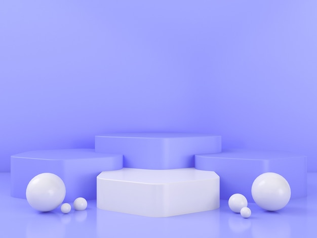 기하학적 모양 연단 디스플레이 모형의 3D 렌더링