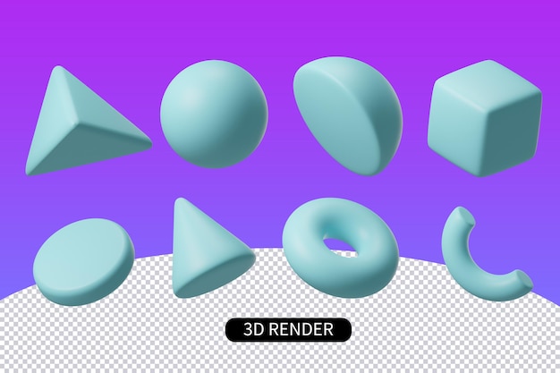 PSD 3d rendering geometric square sphere column triangle element