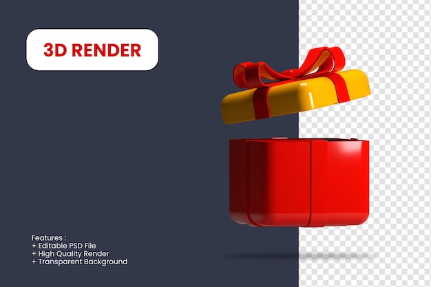 Rendering 3d icona della confezione regalo isolata adatto per l'e-commerce o l'illustrazione promozionale dello shopping