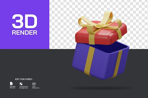 Icona del regalo di rendering 3d isolata. adatto per l'e-commerce o l'illustrazione promozionale dello shopping