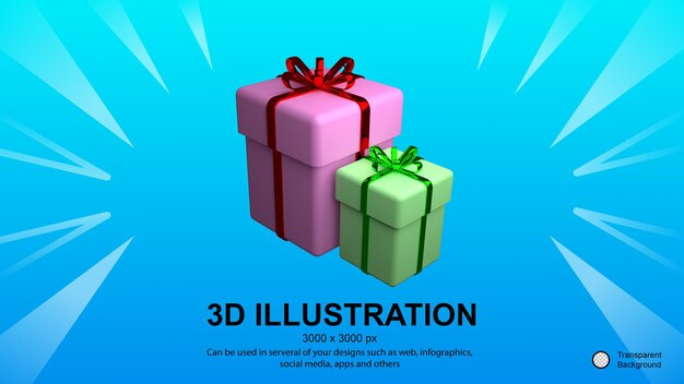 PSD 3d rendering of giftbox