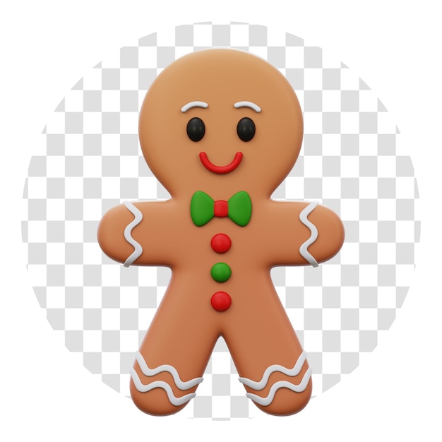 PSD 3d rendering gingerbread cookie 3d icon isolate transparent background 3d