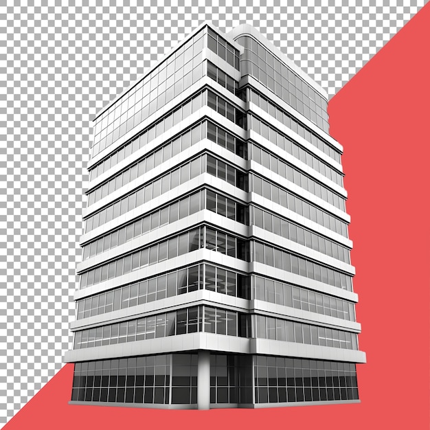 3d rendering of a glass building skyscraper on transparent background ai generated