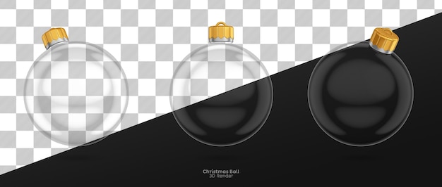 PSD rendering 3d della decorazione della palla di natale in vetro