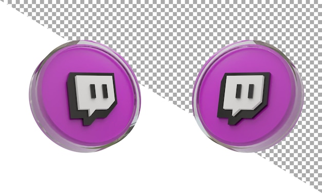 PSD 3d rendering glass icon logo twitch isometric