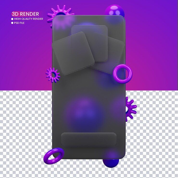 PSD 3d rendering of glassmorphism design for social media