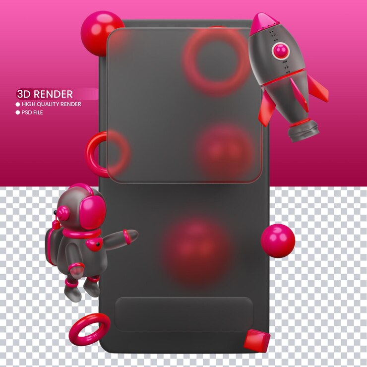 PSD 3d rendering of glassmorphism design for social media