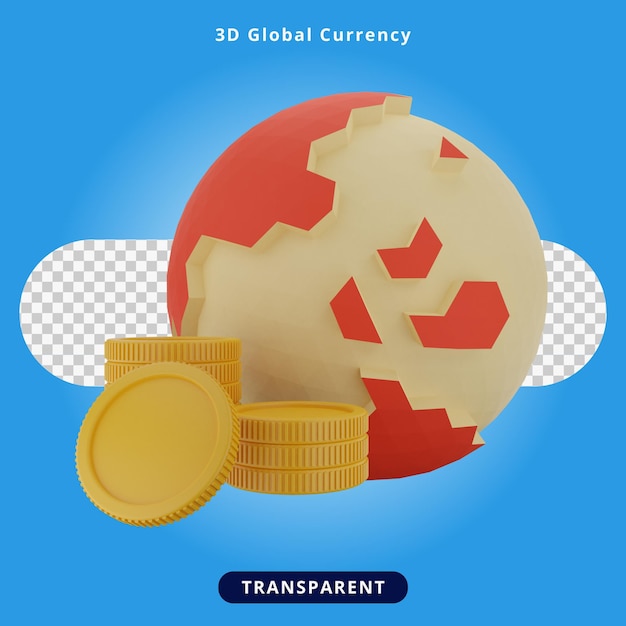 PSD 3d rendering global currency illustration