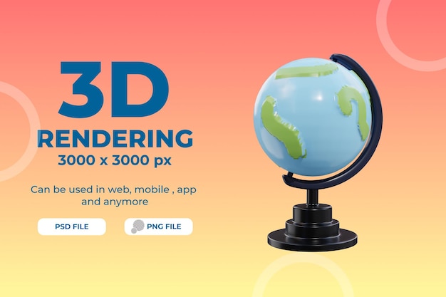 PSD 3d rendering globe illustration object premium psd