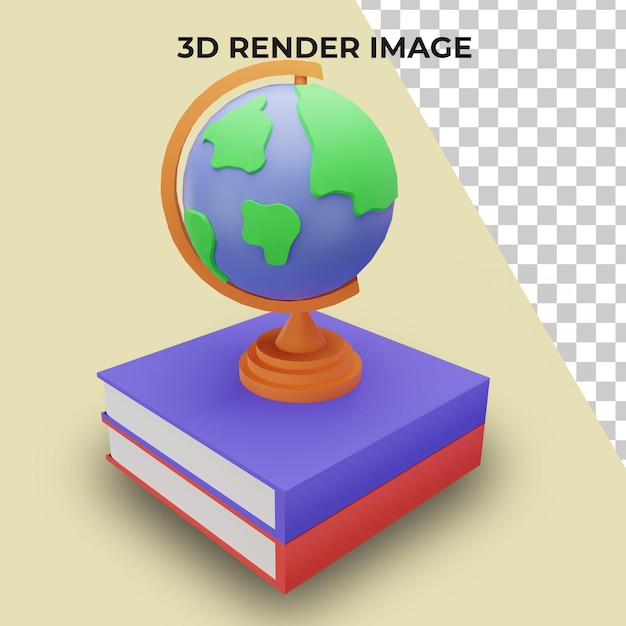 PSD 3d rendering globe with back to school concept premium psd